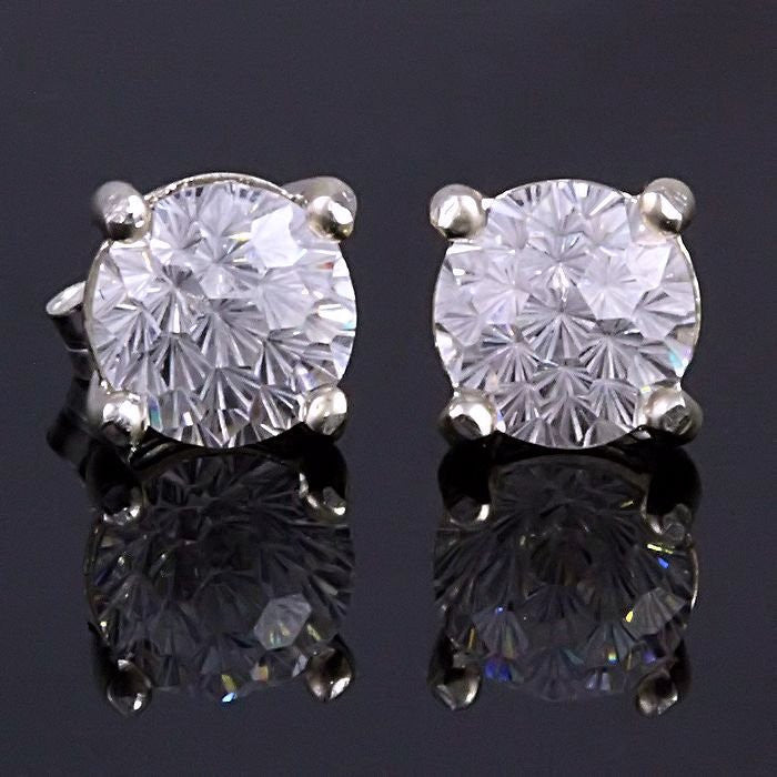 Starfire: 4.8ct Russian Ice Diamond CZ Basket Set Earrings 925 Silver - Trustmark Jewelers - Earrings - 1