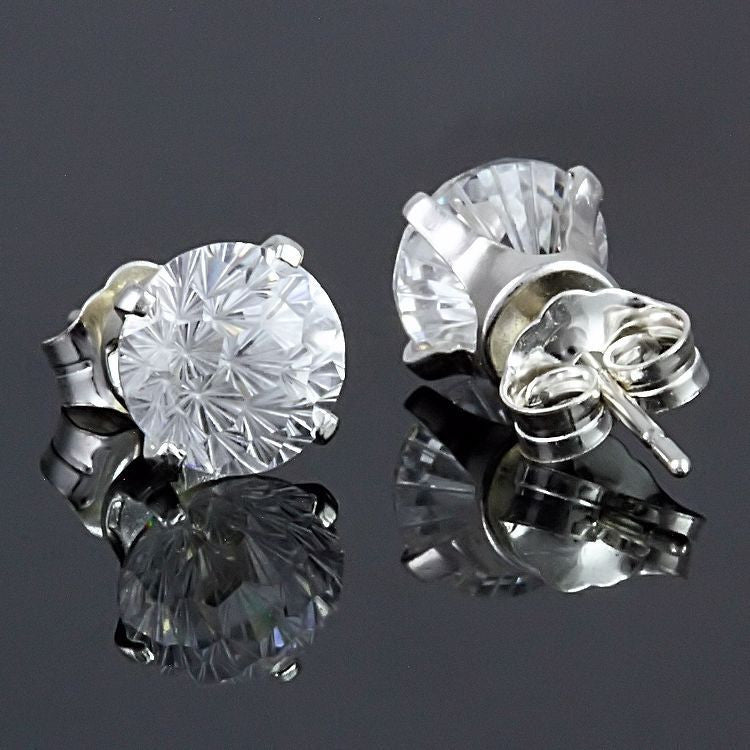 Starfire: 2.4ct Russian Ice Diamond CZ Crown Set Earrings 925 Silver - Trustmark Jewelers - Earrings - 2