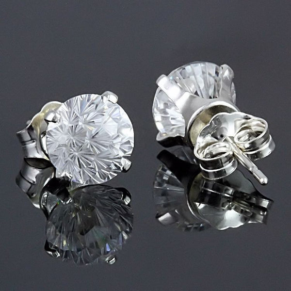 Starfire: 4.8ct Russian Ice Diamond CZ Crown Set Earrings 925 Silver - Trustmark Jewelers - Earrings - 1