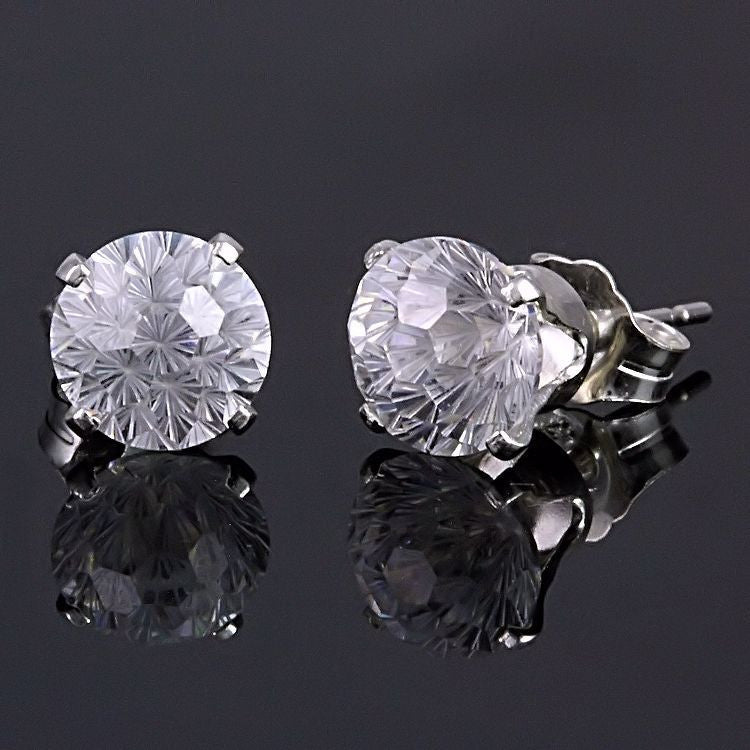 Starfire: 2.4ct Russian Ice Diamond CZ Crown Set Earrings 925 Silver - Trustmark Jewelers - Earrings - 4