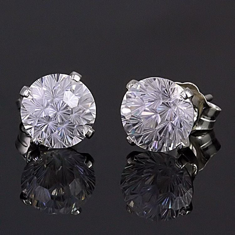 Starfire: 2.4ct Russian Ice Diamond CZ Crown Set Earrings 925 Silver - Trustmark Jewelers - Earrings - 1