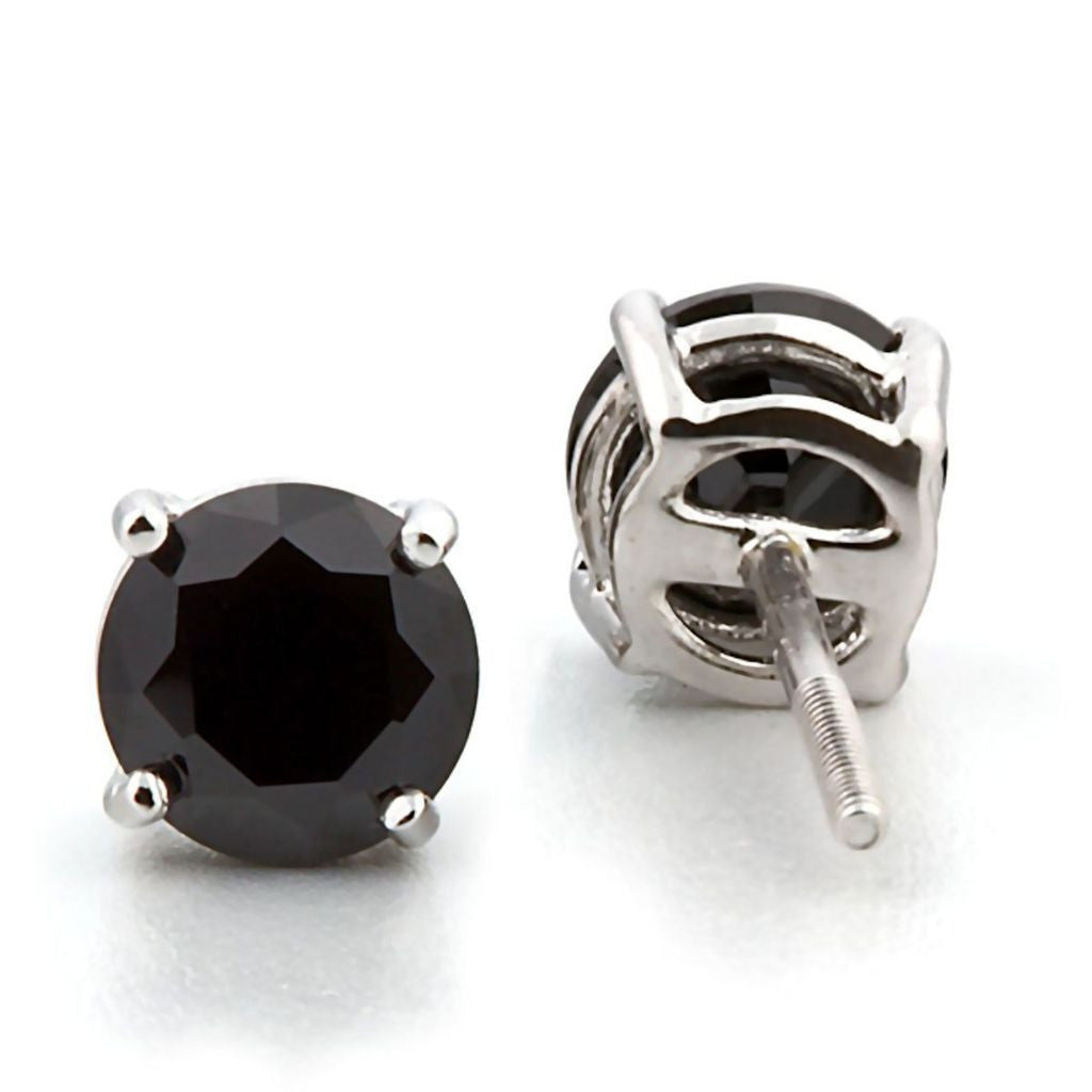 1000 Jewels Brilliant Cut Black Ice CZ Sterling Silver Stud Earrings   1000Jewelscom