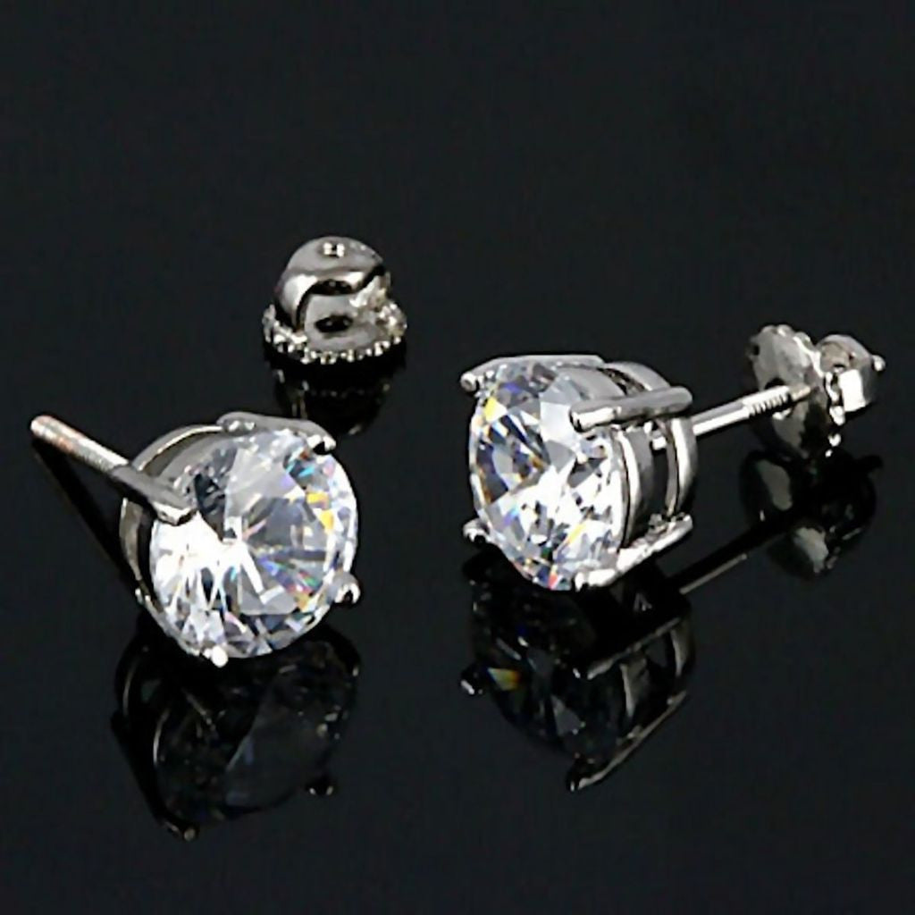 Diamond stud earrings screw back deals