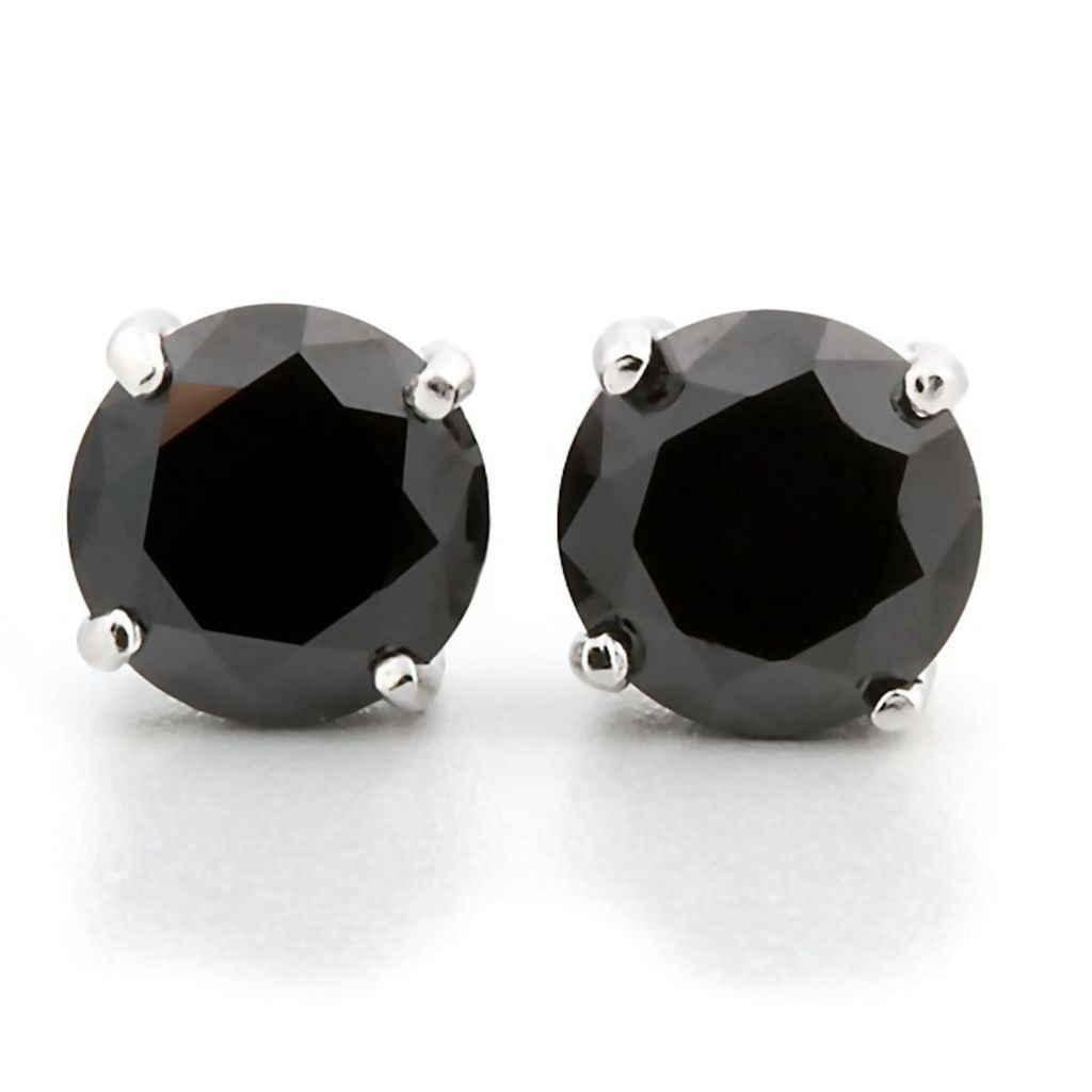 Chris: 7mm, 2.50ct Black Ice Simulated Diamond CZ Screw Back Earrings - Trustmark Jewelers - Earrings - 2