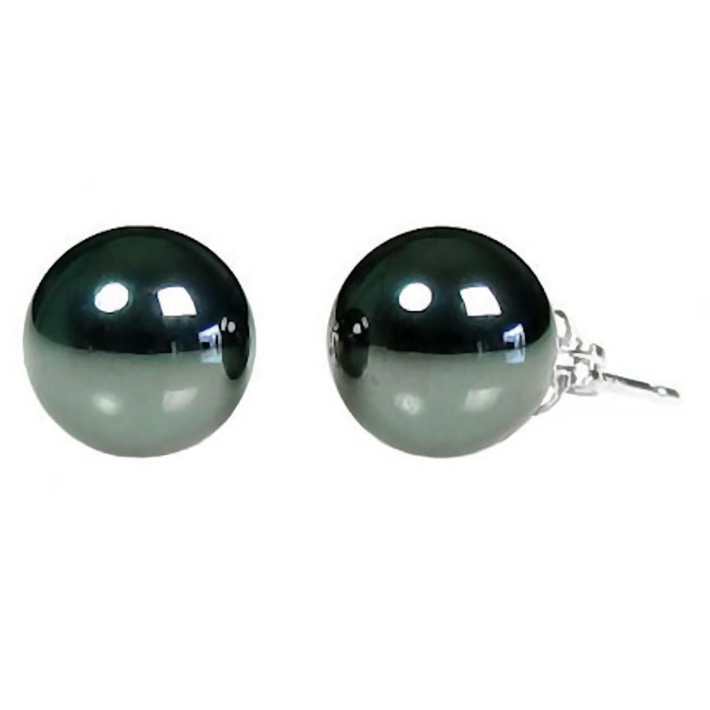 10mm Black Hematine Ball Stud Earrings Sterling Silver - Trustmark Jewelers - Earrings - 1