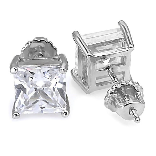 Kara: 5.8ct Threaded Post 8mm Princess Cut Russian CZ Stud Earrings - Trustmark Jewelers - Earrings