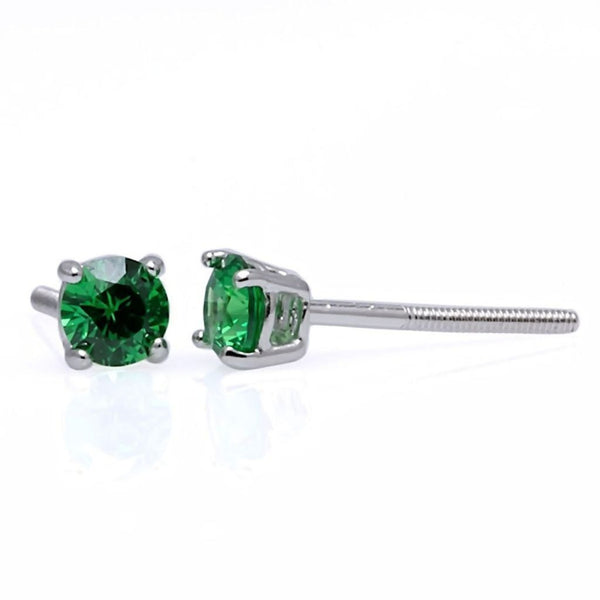 Brazil: 4mm, 0.50ct Emerald Green Russian Ice CZ Screw Back Earrings - Trustmark Jewelers - Earrings - 1