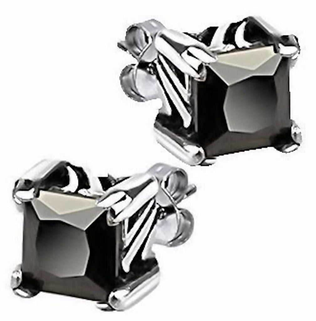 Kanga: 2.60ct Black Ice Diamond CZ 316L Steel Earrings Tribal Accents - Trustmark Jewelers - Earrings - 2