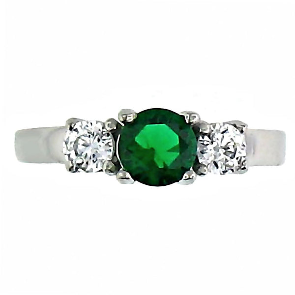 Olisa: 1.25ct 3 Stone Emerald Ice CZ 316 Steel Engagement Ring - Trustmark Jewelers - Engagement Rings