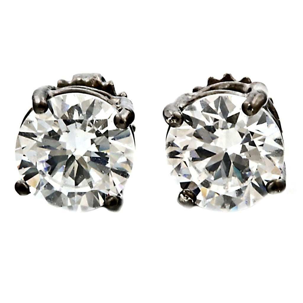 Denny: 6.5mm, 2.0ct IOF CZ Black Rhodium Finish Screw Back Earrings - Trustmark Jewelers - Earrings - 2
