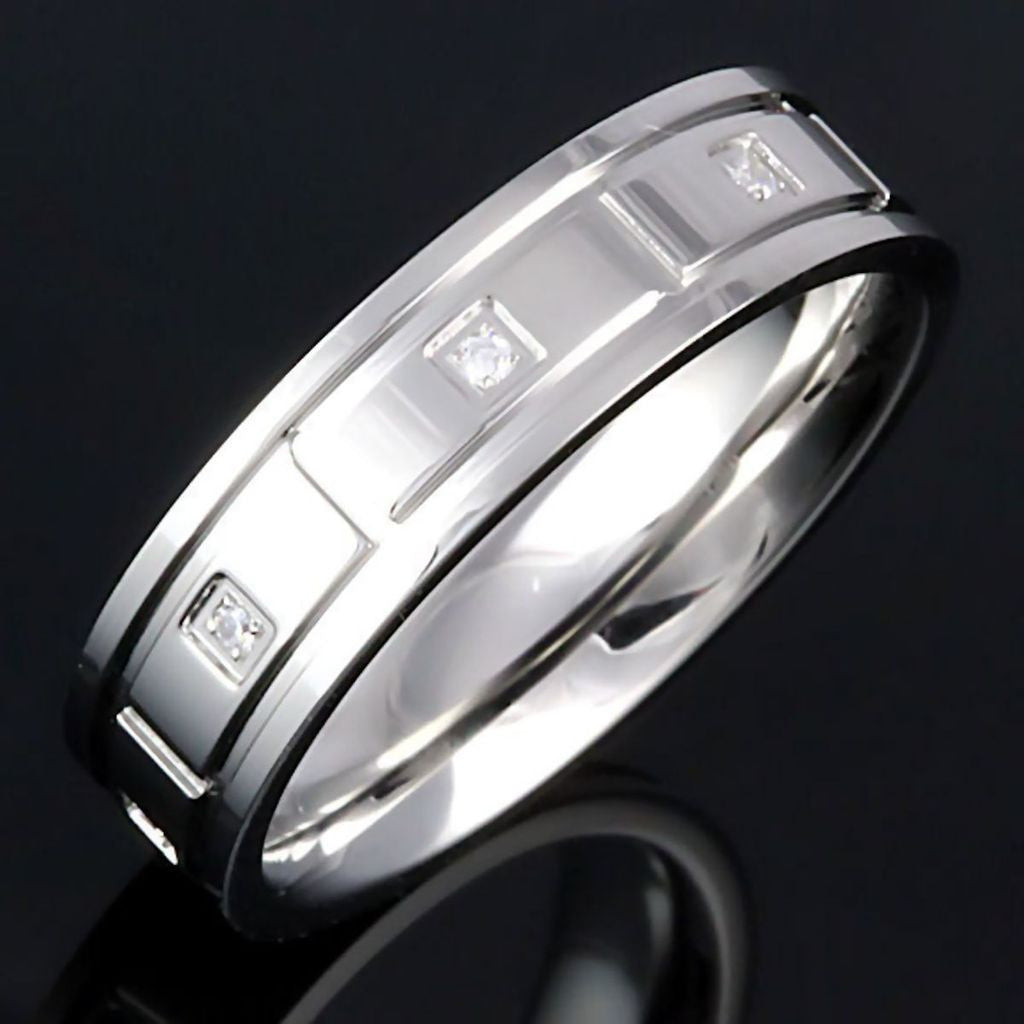 Dominic: Mens 316L Stainless Steel Russian CZ Eternity Band Ring - Trustmark Jewelers - Mens Rings - 1