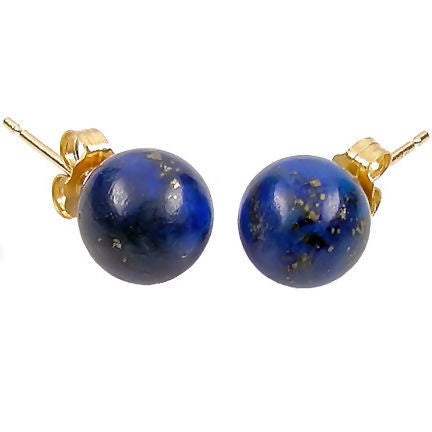 8mm Lapis Lazuli Ball Stud Earrings 14K Gold - Trustmark Jewelers - Earrings - 2