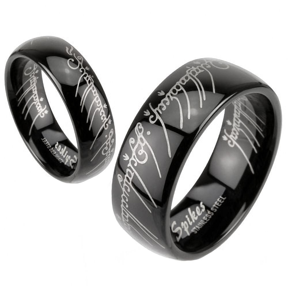 Eregion B:The One Ring Replica Steel IP Black Rhodium Comfort Fit