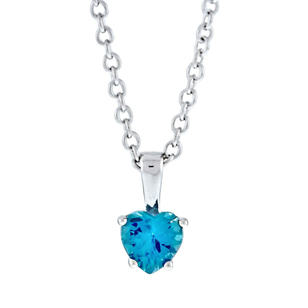 Miranda: 0.75ct Heart Cut Swiss Blue Topaz Ice CZ Silver Chain Pendant - Trustmark Jewelers - Pendandts and Necklaces