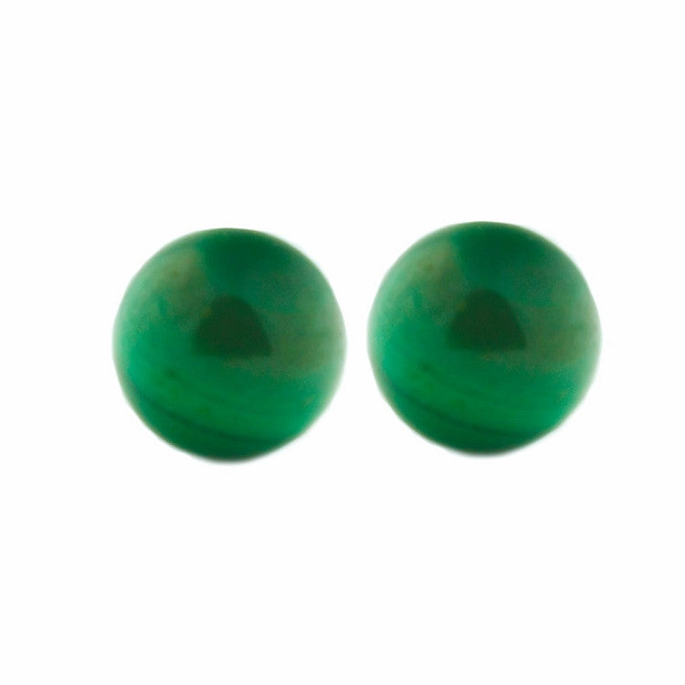 4mm Green Malachite Ball Stud Earrings 14K Yellow Gold - Trustmark Jewelers - Earrings - 2