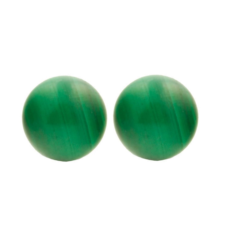 4mm Green Malachite Ball Stud Earrings Sterling Silver - Trustmark Jewelers - Earrings - 2