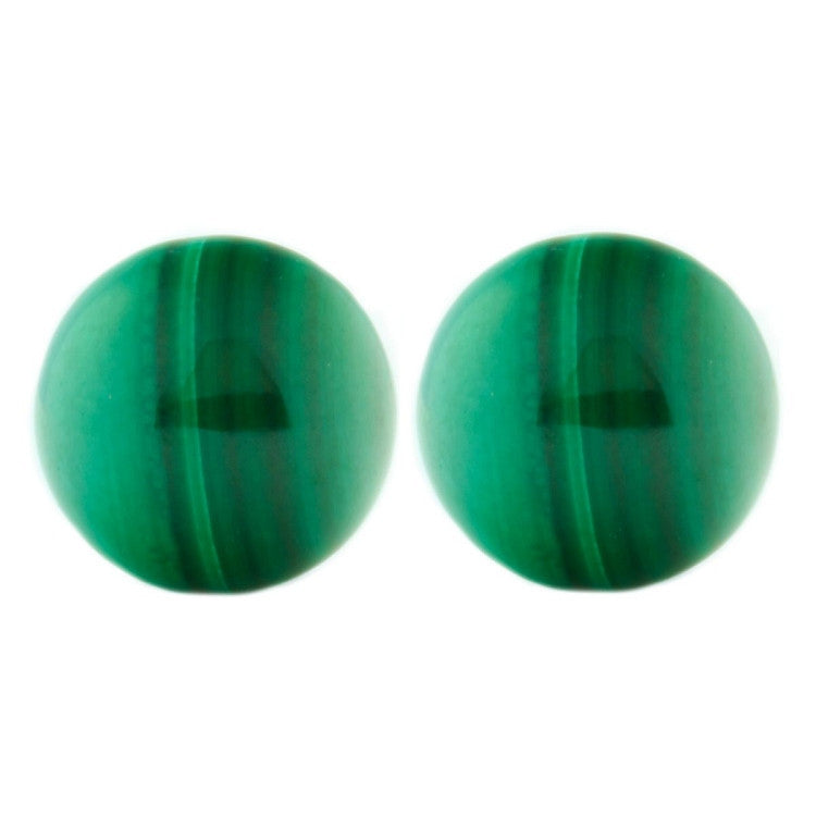 8mm Green Malachite Ball Stud Earrings 14K White Gold - Trustmark Jewelers - Earrings - 2