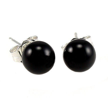 6mm Black Onyx Ball Stud Earrings Sterling Silver - Trustmark Jewelers - Earrings - 1