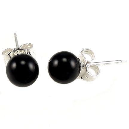 6mm Black Onyx Ball Stud Earrings Sterling Silver - Trustmark Jewelers - Earrings - 2