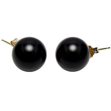 10mm Black Onyx Ball Stud Earrings 14K Gold - Trustmark Jewelers - Earrings - 2
