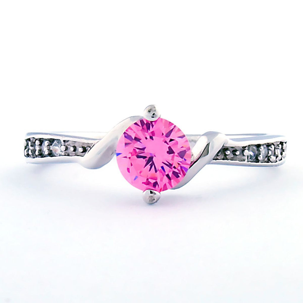 Entwined Love: Pink Sapphire and CZ Promise Friendship Band Ring - Trustmark Jewelers - Promise Rings - 1