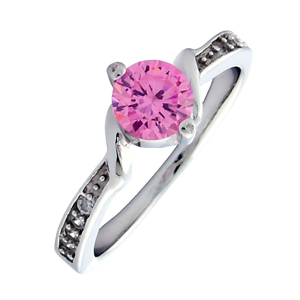 Entwined Love: Pink Sapphire and CZ Promise Friendship Band Ring - Trustmark Jewelers - Promise Rings - 2
