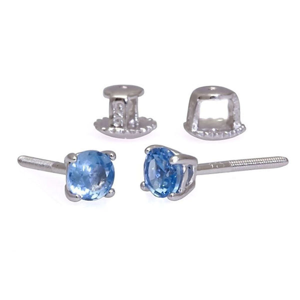 Tyler: 4mm 0.50ct London Blue Topaz Screw Back Earrings 925 Silver - Trustmark Jewelers - Earrings - 1