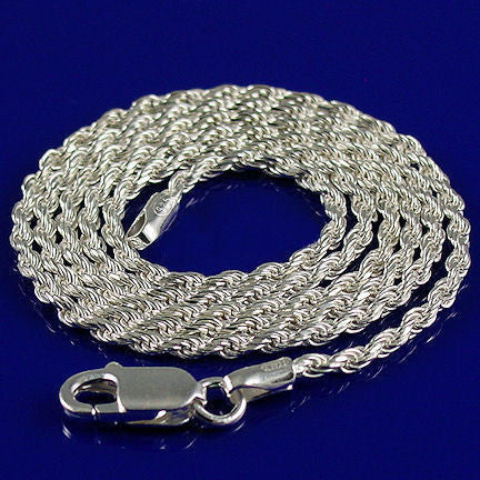 Real Solid 925 Sterling Silver Rope Chain Necklace For Men & Women 2.5MM -  JewelzKing
