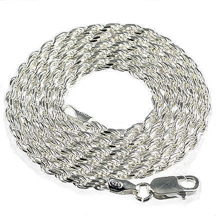 Sterling Silver 1.1mm Diamond-Cut Rope Chain Necklace Nickel-Free