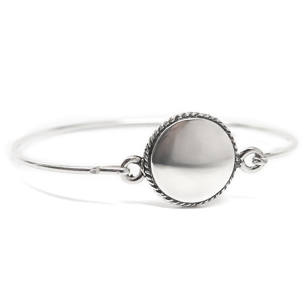 Trustmark Engravable Rope-bordered Round Disc Baby Bracelet Sterling Silver