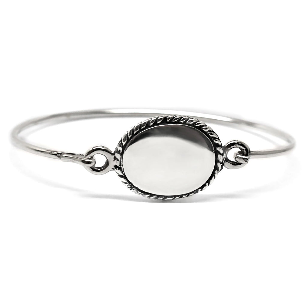 Trustmark Engravable Rope-bordered Oval Disc Baby Bracelet Sterling Silver
