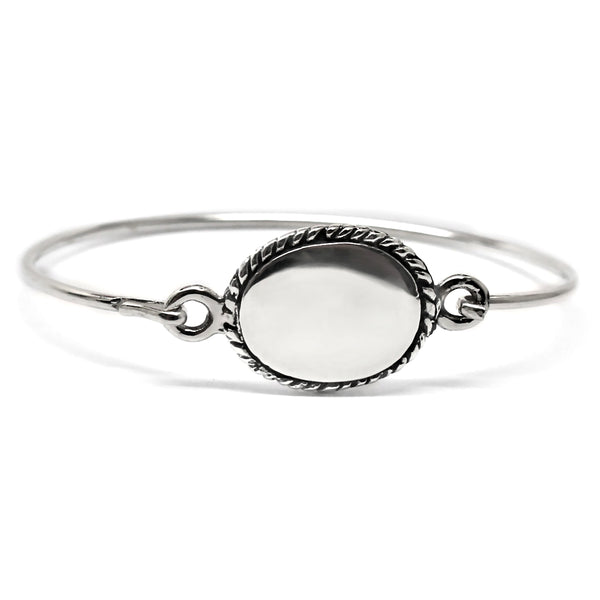 Trustmark Engravable Rope-bordered Oval Disc Baby Bracelet Sterling Silver