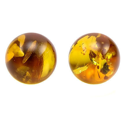 12mm Russian Baltic Amber Ball Stud Earrings 14K Yellow Gold - Trustmark Jewelers - Earrings - 1