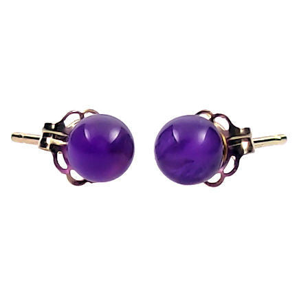 4mm Amethyst Ball Stud Earrings 14K Gold - Trustmark Jewelers - Earrings - 1