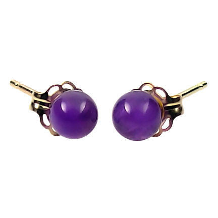 4mm Amethyst Ball Stud Earrings 14K Gold - Trustmark Jewelers - Earrings - 2