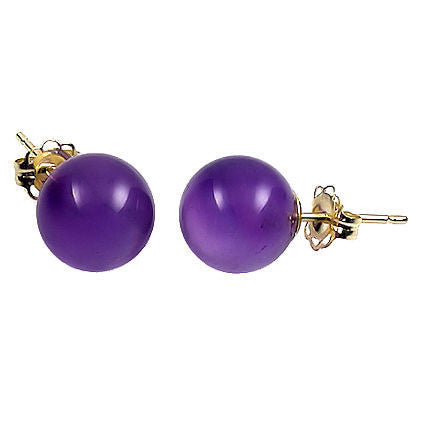 6mm Amethyst Ball Stud Earrings 14K Yellow Gold - Trustmark Jewelers - Earrings - 1
