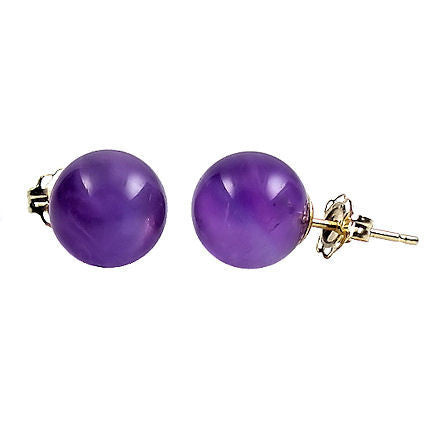 6mm Amethyst Ball Stud Earrings 14K Yellow Gold - Trustmark Jewelers - Earrings - 2