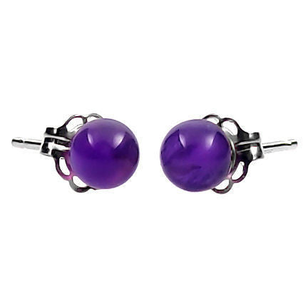 4mm Amethyst Ball Stud Earrings 14K White Gold - Trustmark Jewelers - Earrings - 1