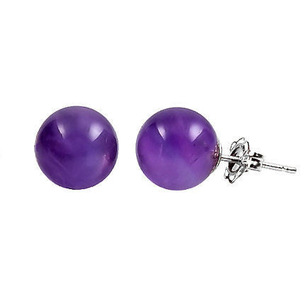6mm Amethyst Ball Stud Earrings Sterling Silver - Trustmark Jewelers - Earrings - 1