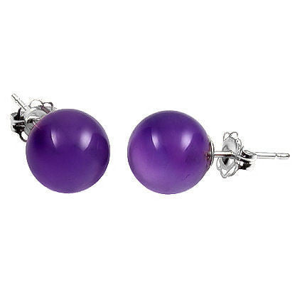 6mm Amethyst Ball Stud Earrings 14K White Gold - Trustmark Jewelers - Earrings - 1
