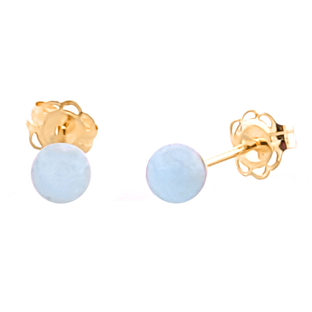 Natural Genuine Aquamarine Round Ball Stud Earrings