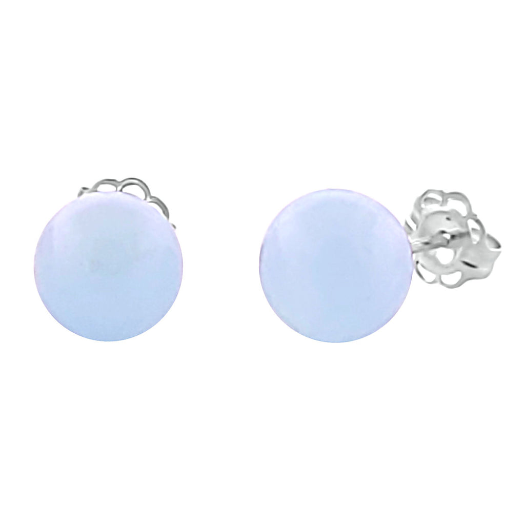 Natural Genuine Aquamarine Round Ball Stud Earrings