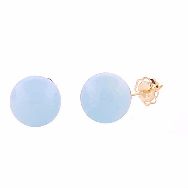 Natural Genuine Aquamarine Round Ball Stud Earrings