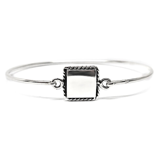 Trustmark Engravable Rope-bordered Square Disc Baby Bracelet Sterling Silver