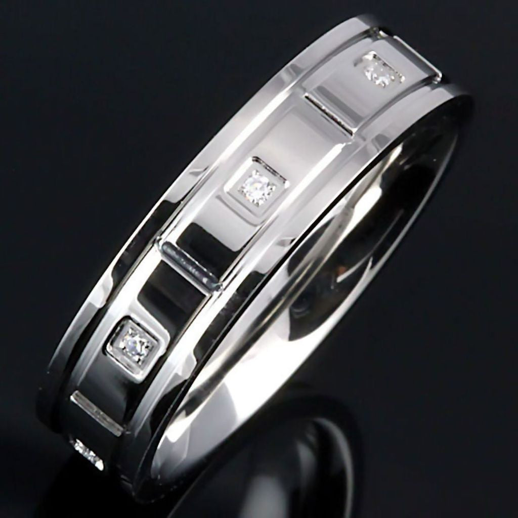 Dominic: Mens 316L Stainless Steel Russian CZ Eternity Band Ring - Trustmark Jewelers - Mens Rings - 4