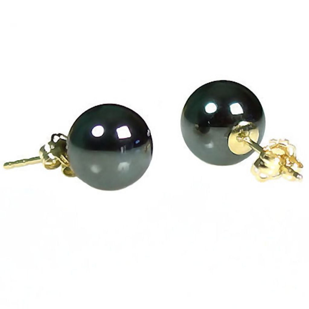 8mm Black Hematine Ball Stud Earrings 14K Gold - Trustmark Jewelers - Earrings - 1