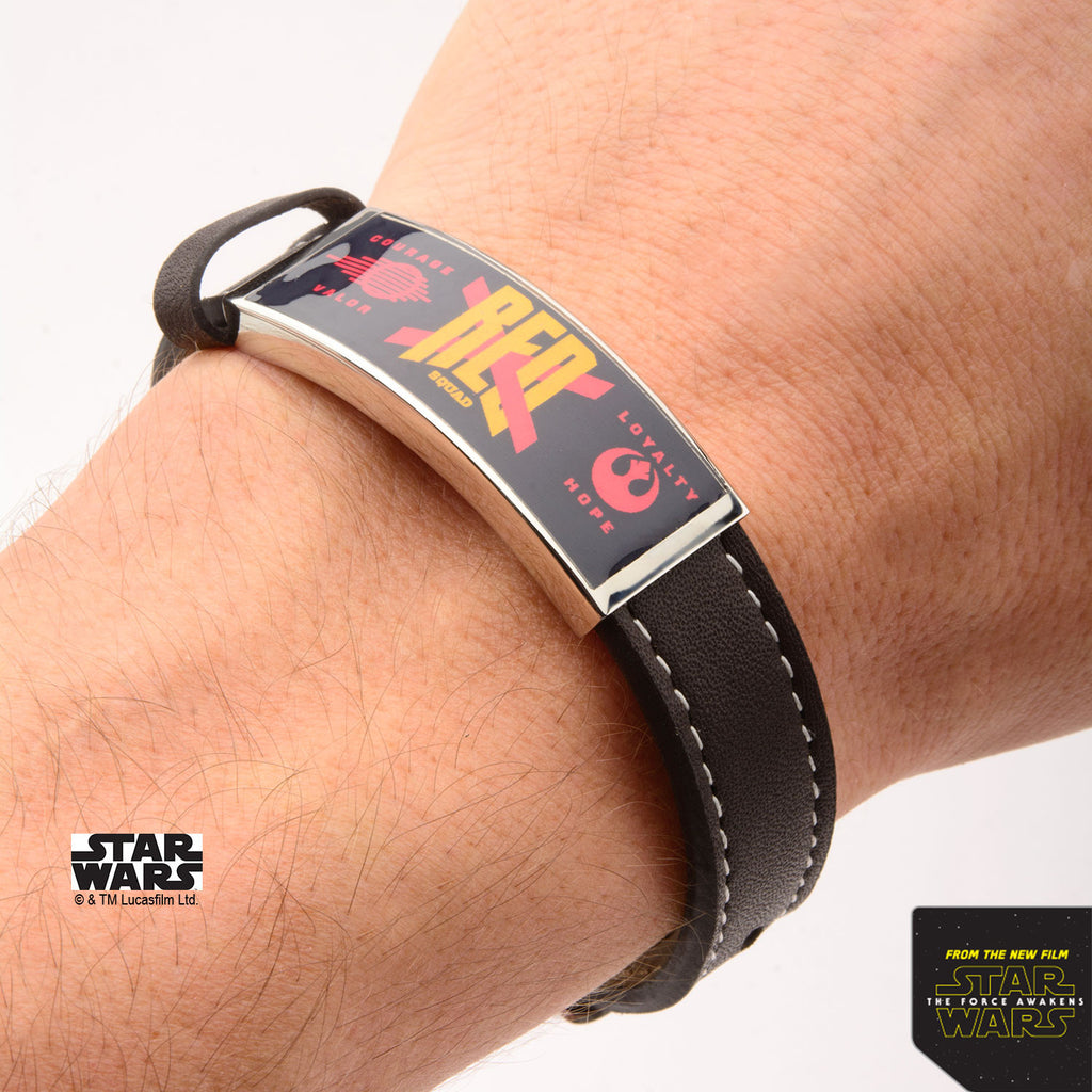 Star Wars: Red X ID Plate Brown Leather Bracelet 316 Stainless Steel - Trustmark Jewelers - Bracelets - 3