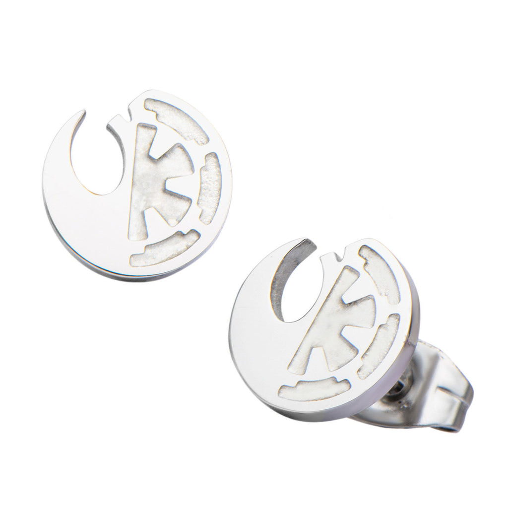 Star Wars: Rogue One Rebel Alliance/Galactic Empire Cut Out Stud Earrings Steel - Trustmark Jewelers - Earrings - 1