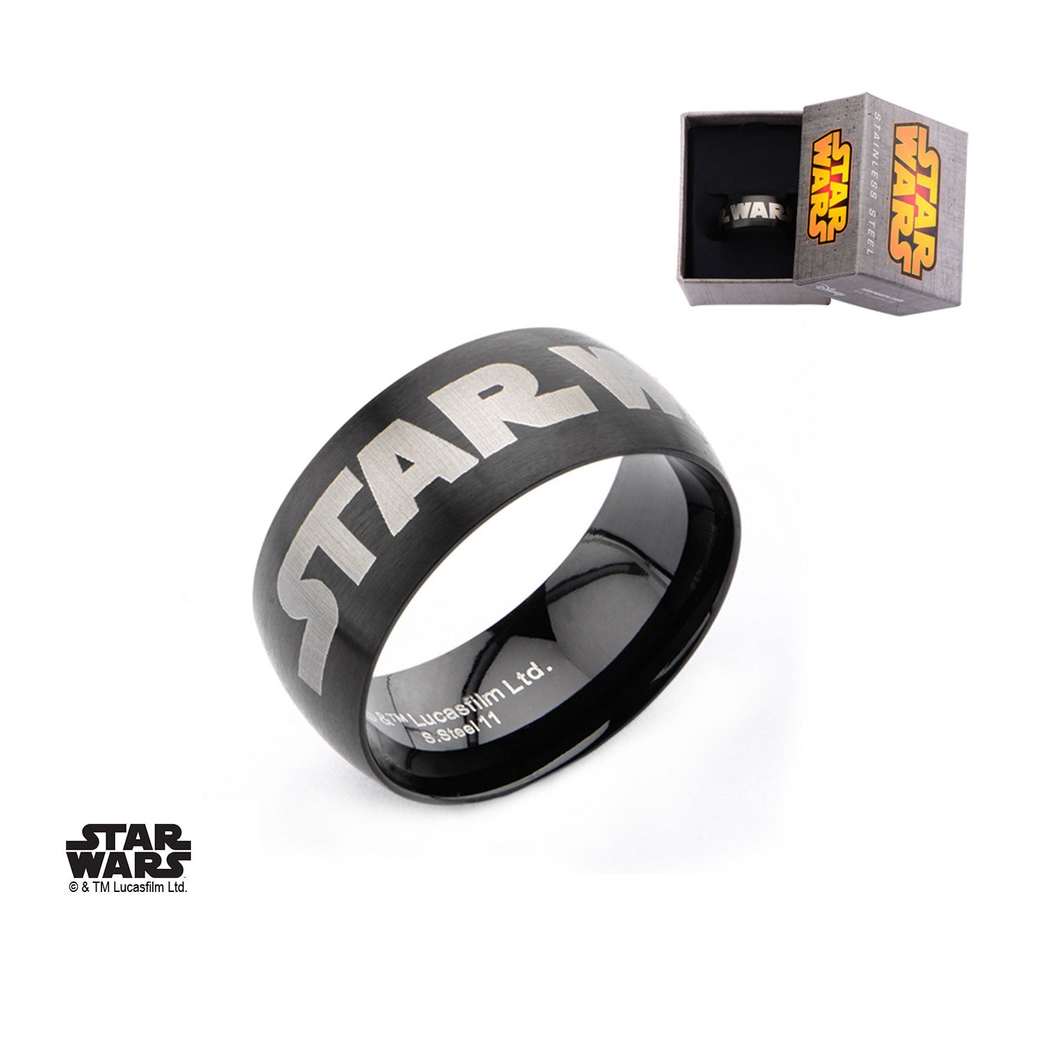 Star Wars: Star Wars Logo Ring 316 Stainless Steel IP Black - Trustmark  Jewelers