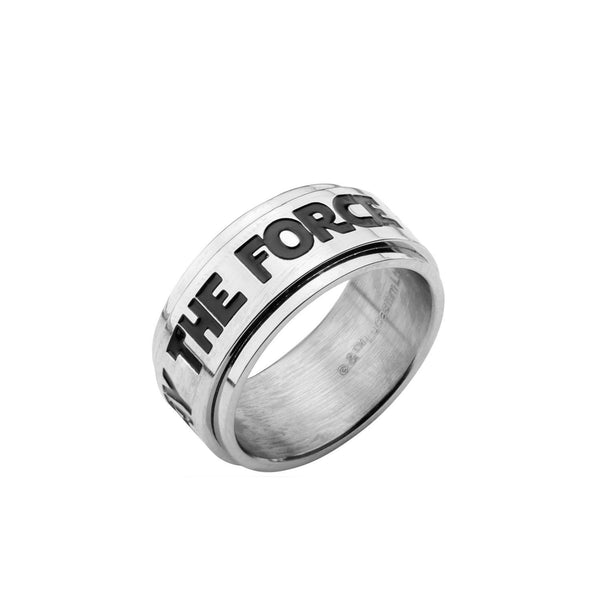 Star Wars: "May the Force..." Quote Spinner Ring 316 Stainless Steel - Trustmark Jewelers - Mens Rings - 1